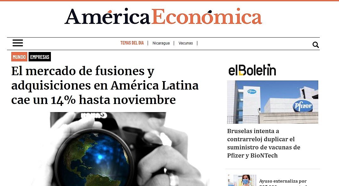 El mercado de fusiones y adquisiciones en Amrica Latina cae un 14% hasta noviembre